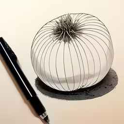 a drawing of an onion with its onion and knife