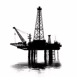 an oil rig with several large cranes at the end