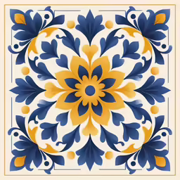 a tile pattern of blue and yellow with blue accents
