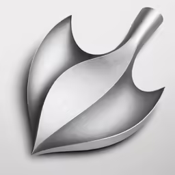 an abstract metal leaf on a white background
