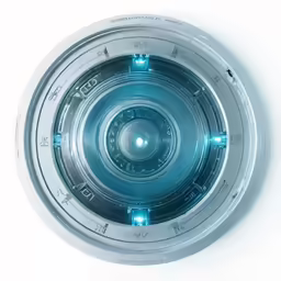 a photo of a white object with many lights