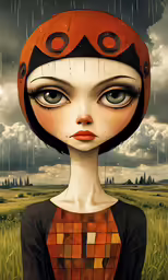 an illustration of a girl with a red hat