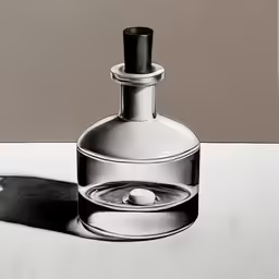 an image of a bottle of perfume in black and white