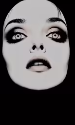 an artistic illustration with white make up and black makeup