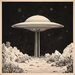 an alien like structure surrounded by snow on the ground