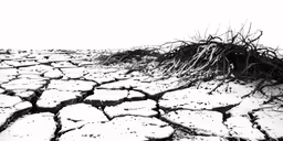 a dried out ground covered in snow
