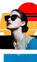 a woman wearing sunglasses and striped shirt