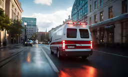 an ambulance on the street of a european city