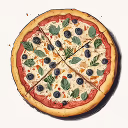 a very tasty looking pizza with blueberries on it