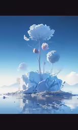 a picture of a plant on an island