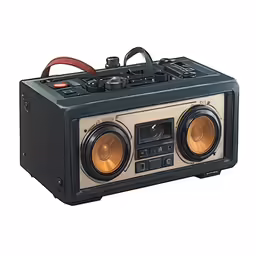 an old radio sitting on top of a table