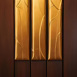 a close up of a gold wall mounted decorative panel