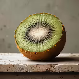 a sliced up kiwi fruit with no background