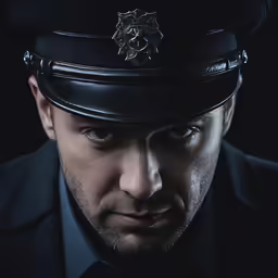 a police officer with a cap on