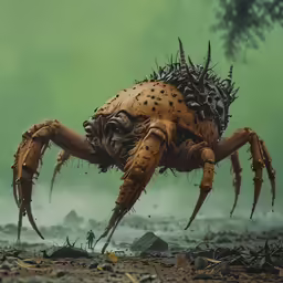 a large insect crawling with spikes in its tentacles