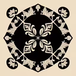 a circular image with a flower design on it