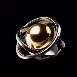 an object that is gold, silver and black