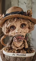 an old man with long hair and very strange make up on his face