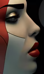 a digital rendering of the face of a woman