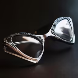 there are many white and silver sunglasses with black frames