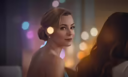 a woman standing next to a lady in a white dress