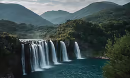 the very tall waterfall is situated in the mountain