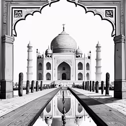 the tajra or mosque reflected in a pool