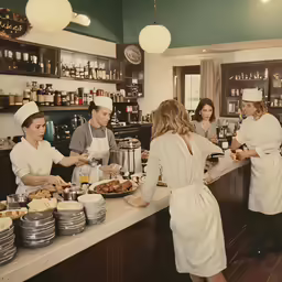 group of people working in a business kitchen