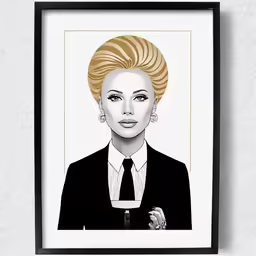 the girl in black and white art print