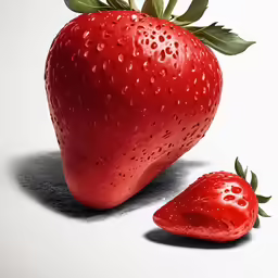 a red fruit is half covered with water droplets