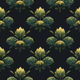 a green leafy pattern on a black background