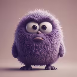 an angry purple monster is standing on two legs