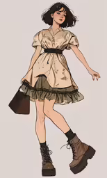 a drawing of a girl dressed in a dress