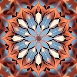 a very large abstract design in red, blue and white