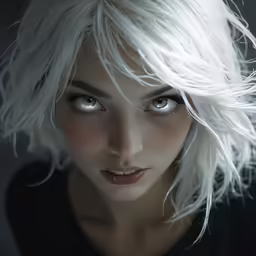 a very cute girl with big blue eyes