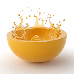 an image of a yellow bowl with water splashing out of it