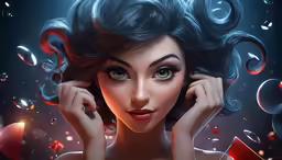 a girl has dark hair and a tiara on her head