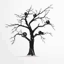 several birds on the branches of a tree