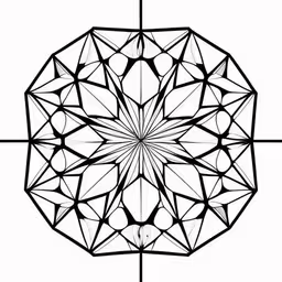 a black and white image with geometric shapes,the black and white image shows a geometric shape that appears to be an abstract object