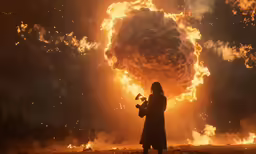 a man in the dark with lots of smoke