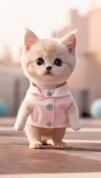 a small kitten is dressed up in pink clothes