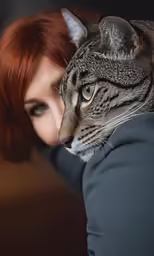 an image of a woman with a cat in her arms