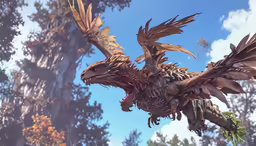 a big pretty bird flying through the air