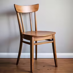 the side view of a wooden chair on the floor