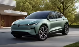 a silver electric vehicle on a road