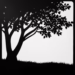 a silhouette of a tree on a hill