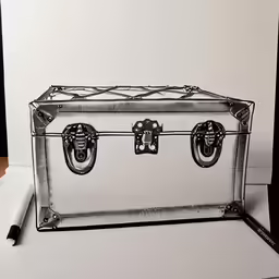 a drawing of a trunk sitting on top of a table