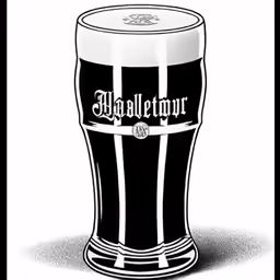 an ink drawing of a beer pint