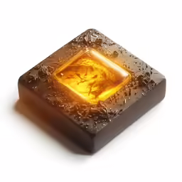 a square shaped glass piece on a white surface