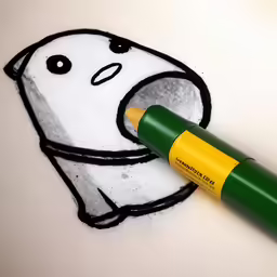 a green marker sitting on top of a white surface